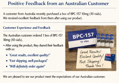 Laatste bedrijfscasus over Positieve feedback van een Australische klant voor BPC-157