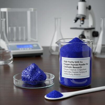 Hoge zuiverheid GHK-Cu koperpeptide poeder met stabiele structuur voor collageenproductie.
