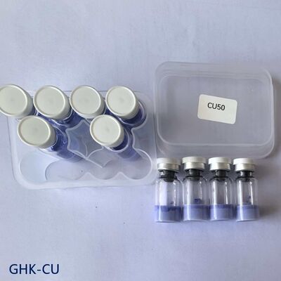 Hoge zuiverheid GHK-Cu peptide poeder voor huidverzorgingsonderzoek. Koper tripeptide-1 grondstof. Stabiele blauwe peptide verbinding.