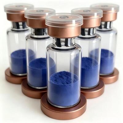 Hoge zuiverheid GHK-Cu koperpeptidepoeder voor huidverzorgingsonderzoek Kopertripeptide-1 cosmetisch ingrediënt Blauwe peptide Stabiele formule Prestaties